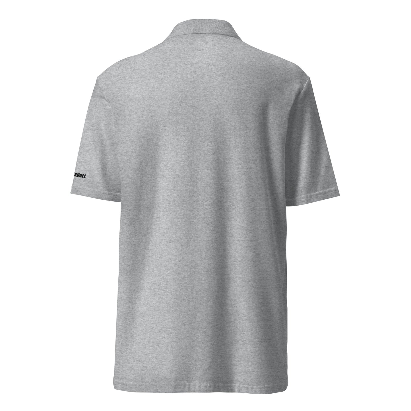 Back view of a sport grey Classic Pique Polo Shirt by OOKAMI SPORTS, highlighting the soft texture and semi-fitted design suitable for pickleball enthusiasts