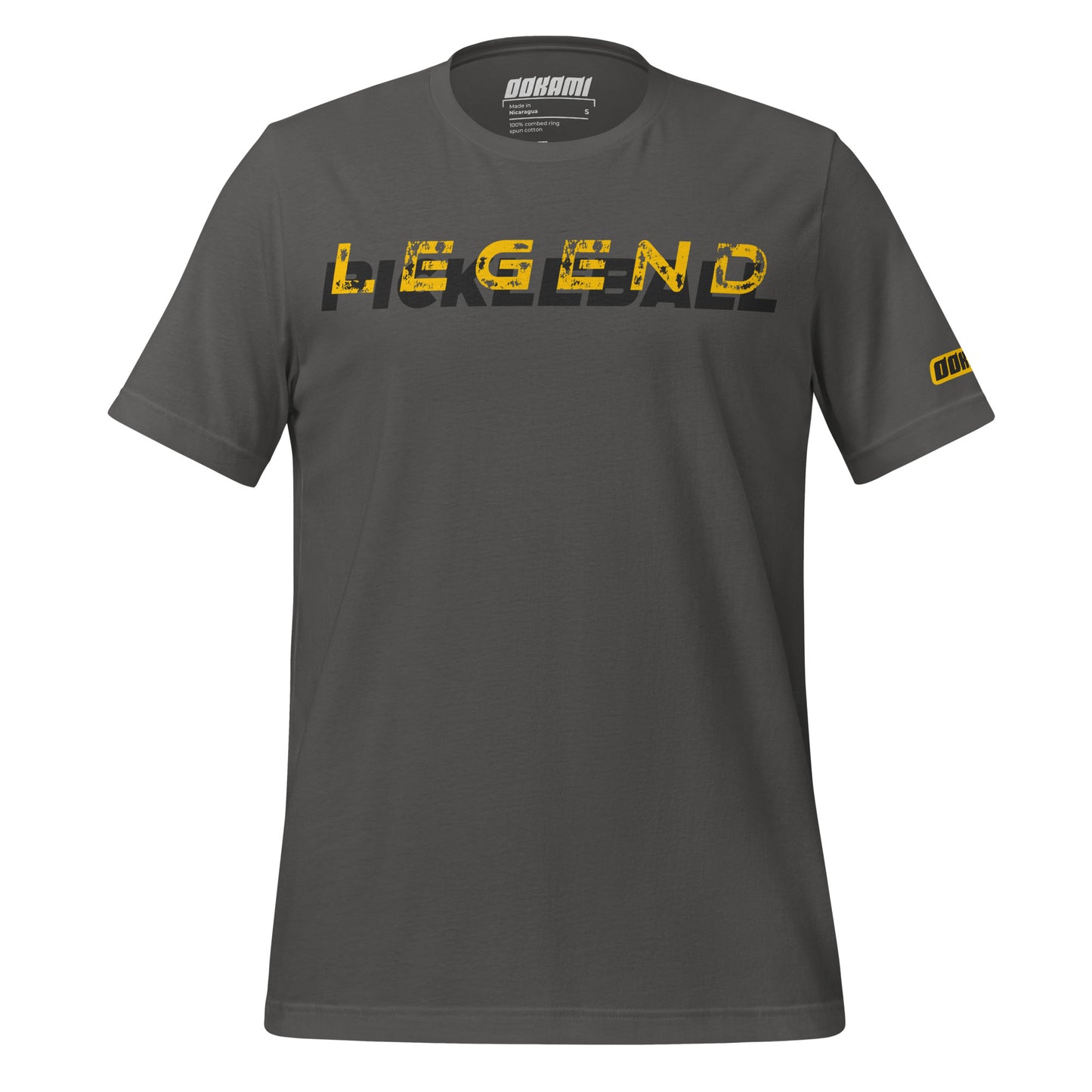 Funny LEGEND pickleball shirt for men and women - black cotton tee with bold text design for pickleball players and fans