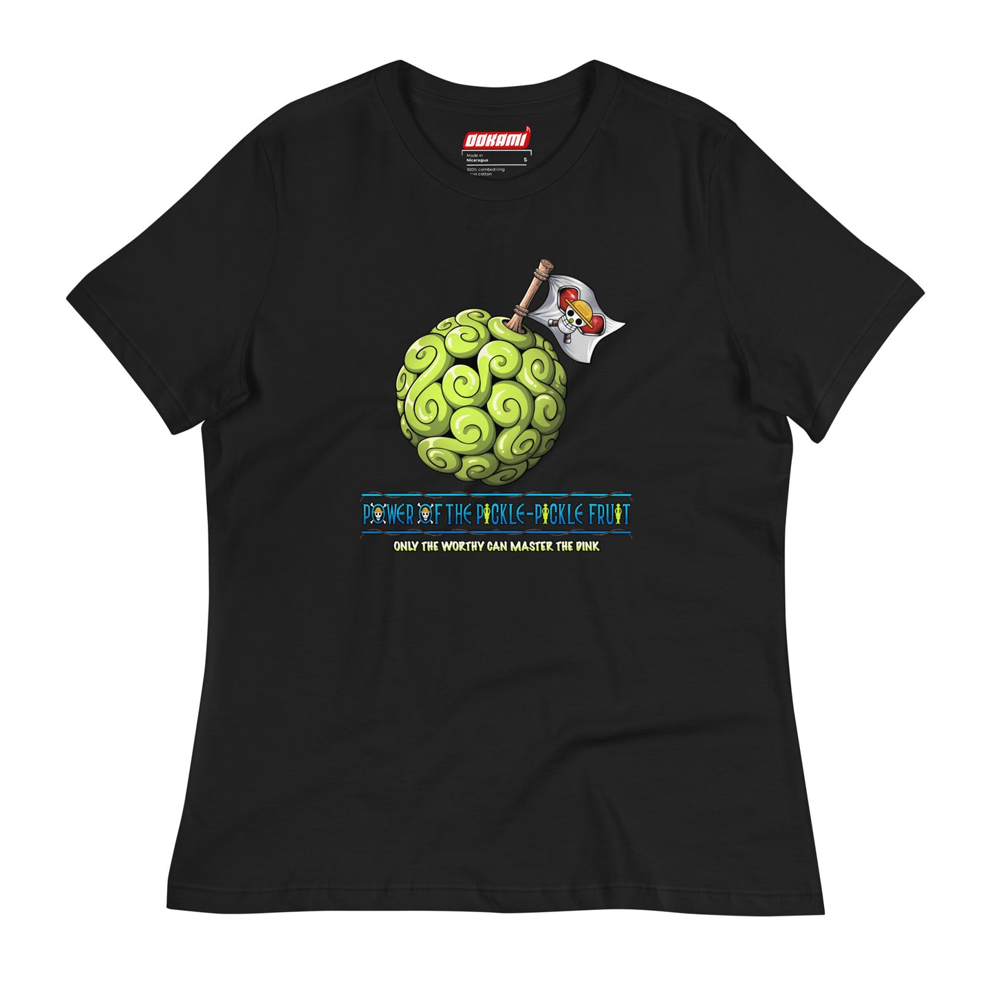 Black Women’s Pickleball T-shirt - One Piece Devil Fruit Anime Design - Relaxed Fit Cotton Tee - Perfect for Dink Masters