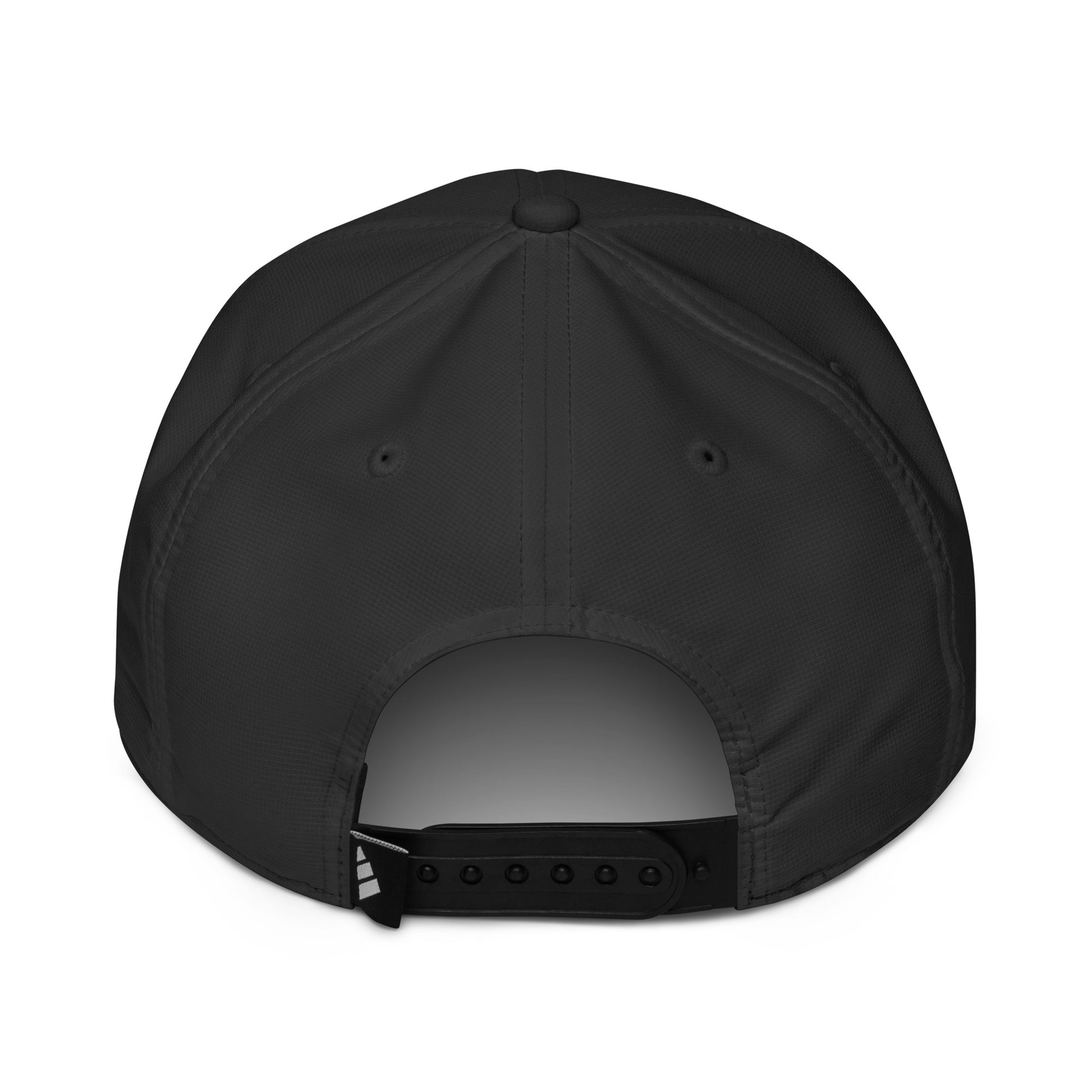 Back view of black Adidas® Pickleball Performance Cap with adjustable strap