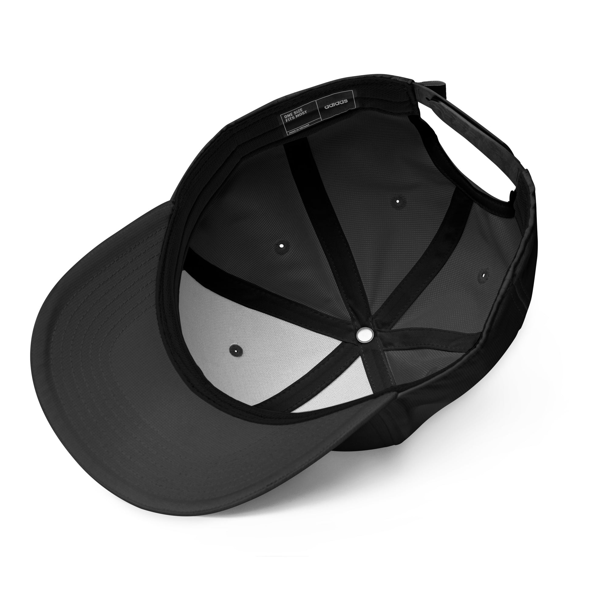 Inside view of black Adidas® Pickleball Performance Cap showing moisture-management sweatband