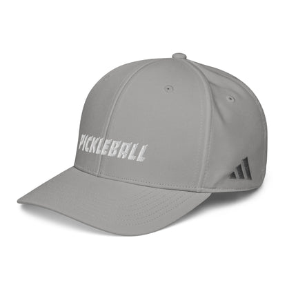 Grey Adidas performance cap with 'PICKLEBALL' embroidered in official OOKAMI STYLE on the front and Adidas stripes on the side.