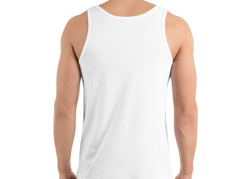 Back view of white Got Pickleball? tank top from OOKAMI SPORTS.