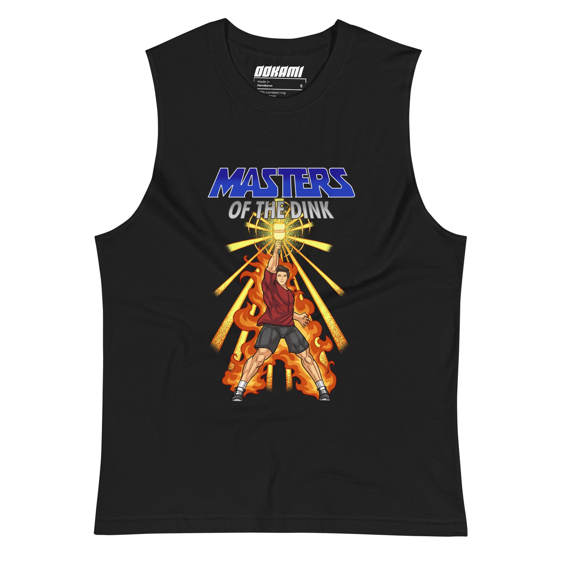Masters of the Dink Tank from OOKAMI SPORTS in black, featuring a powerful graphic inspired by Masters of the Universe