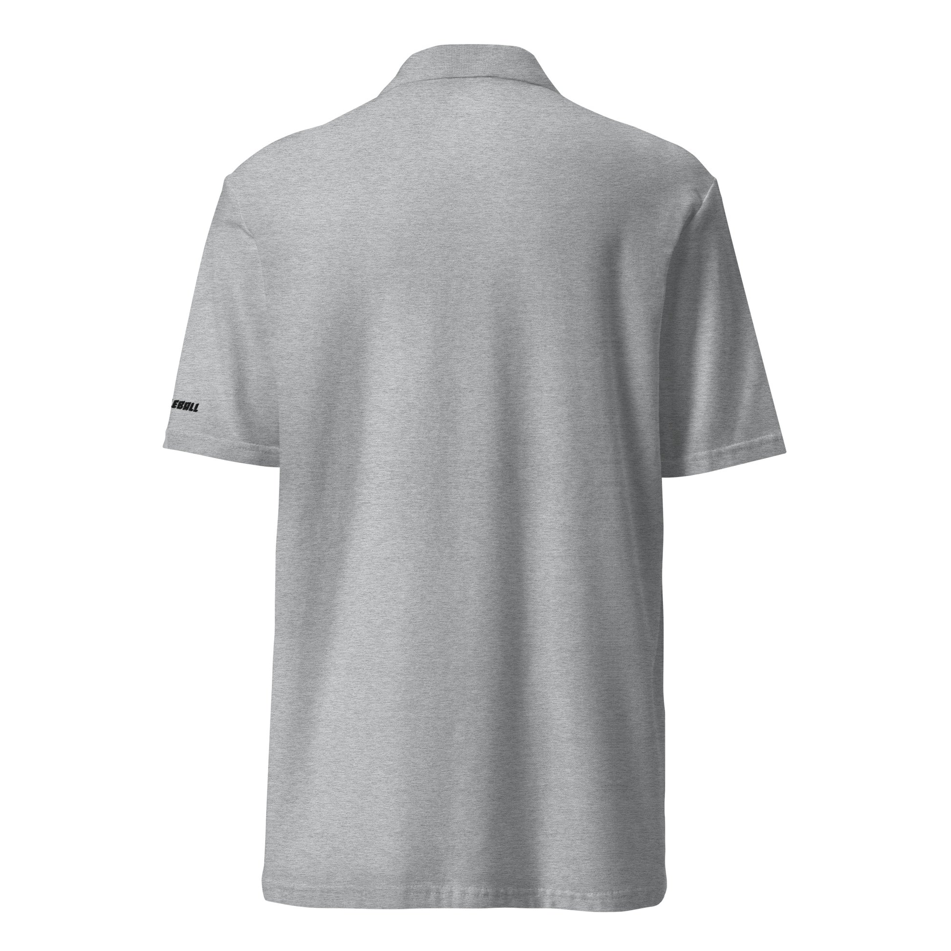 Back view of a sport grey Classic Pique Polo Shirt by OOKAMI SPORTS, highlighting the soft texture and semi-fitted design suitable for pickleball enthusiasts