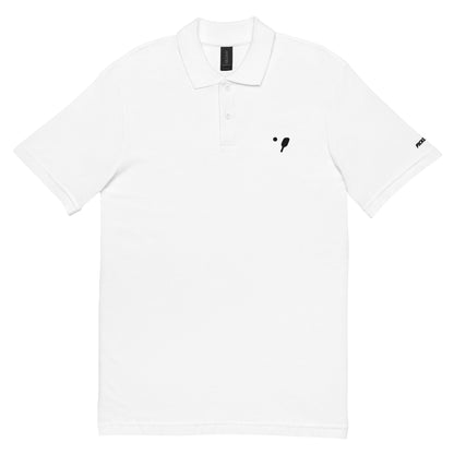 Front view of a white Classic Pique Polo Shirt by OOKAMI SPORTS, displaying the 100% ring-spun cotton material and dyed-to-match buttons for a timeless look