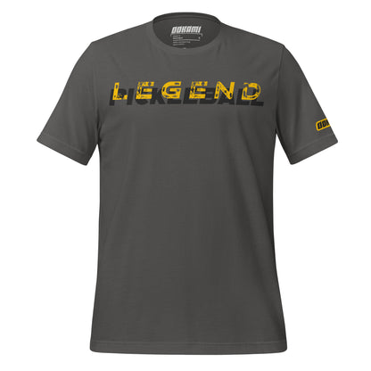 Funny LEGEND pickleball shirt for men and women - black cotton tee with bold text design for pickleball players and fans