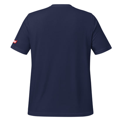 Back view of navy t-shirt featuring the OOKAMI SPORTS logo on the sleeve.