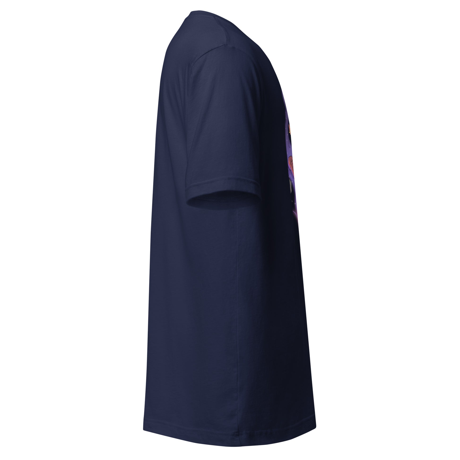 Right side view of navy t-shirt showing the OOKAMI SPORTS logo on the sleeve.