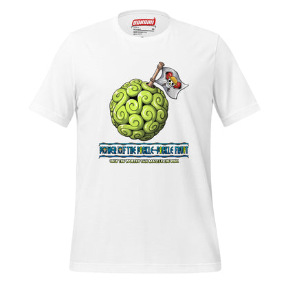 OOKAMI SPORTS White Pickleball T-Shirt featuring One Piece-inspired Pickle Pickle Devil Fruit design, perfect for mastering the DINK on the court.