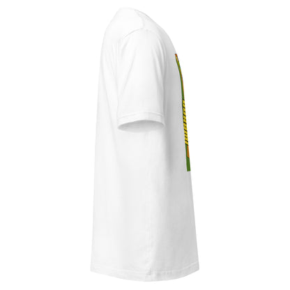 Right side view of the t-shirt featuring the retro arcade graphic with vibrant colors.