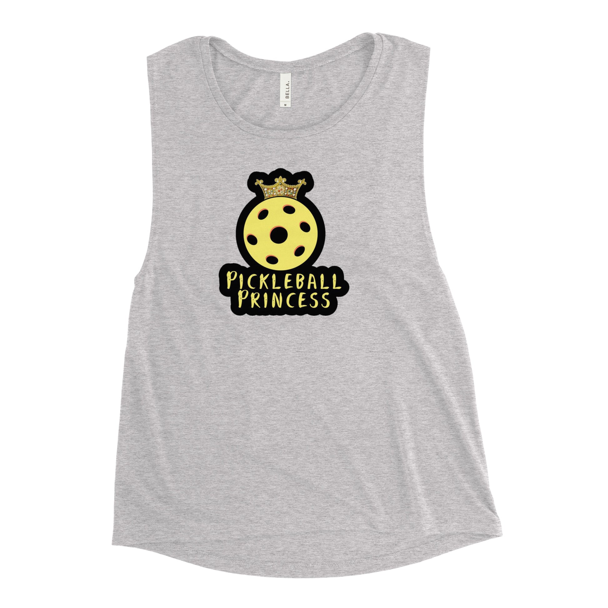 Front view of Women's Muscle Tank - Pickleball Princess in athletic heather