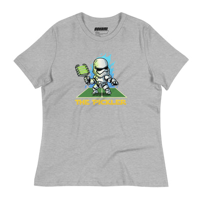 Athletic Heather Women's Relaxed T-Shirt with The Pickler design, inspired by a Star Wars stormtrooper, front view.
