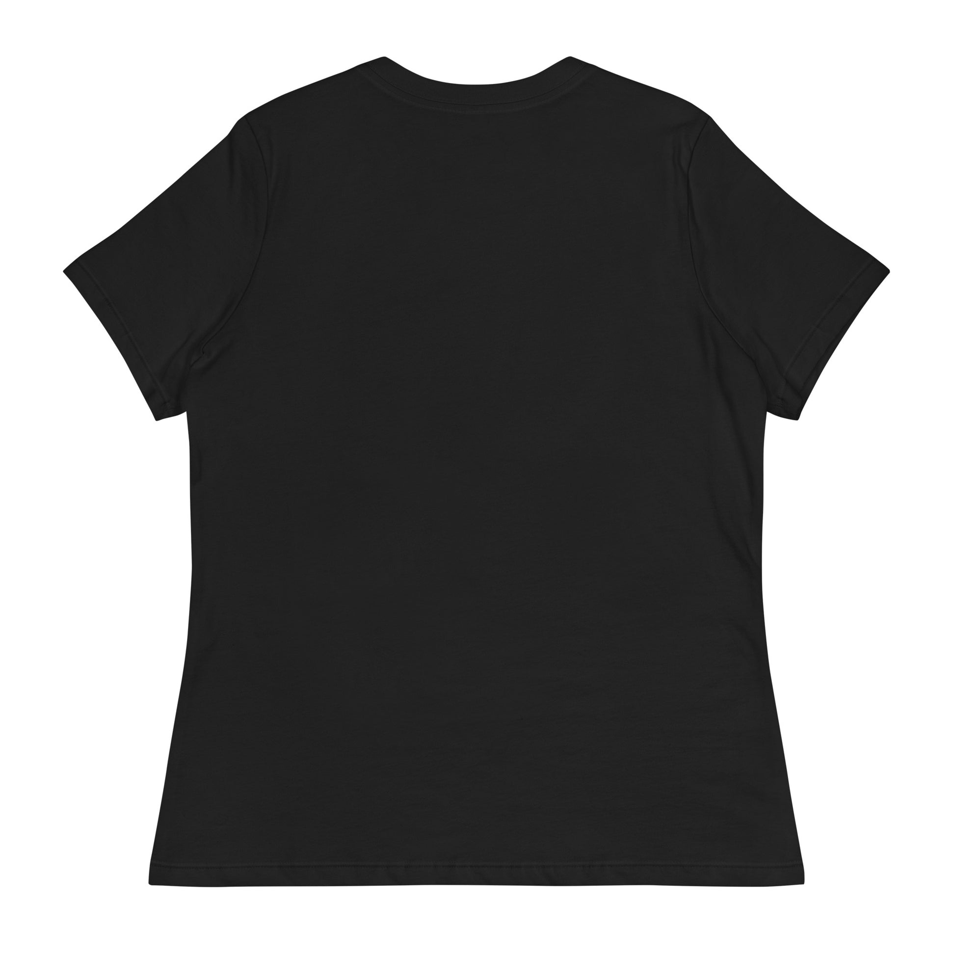 Back view of a black Women's Relaxed T-Shirt.