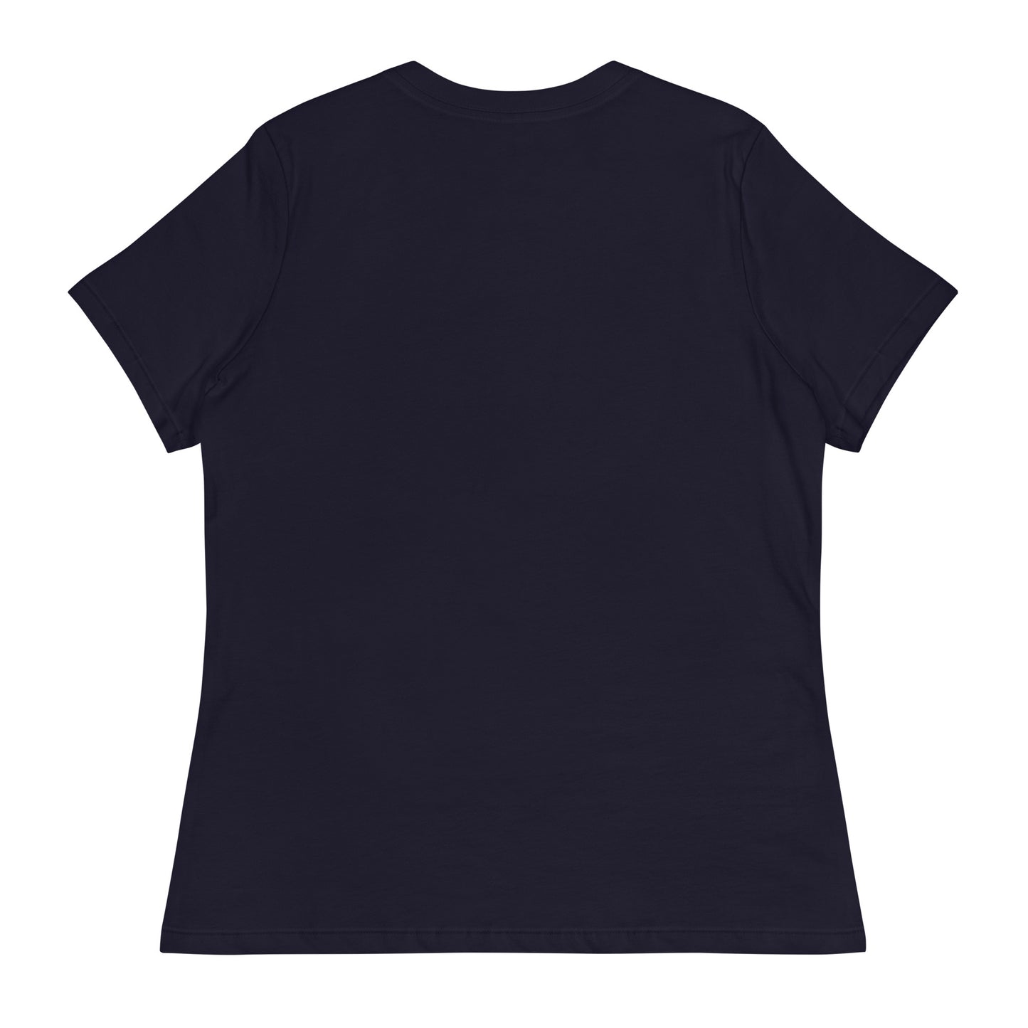 Back view of a navy Women's Relaxed T-Shirt.