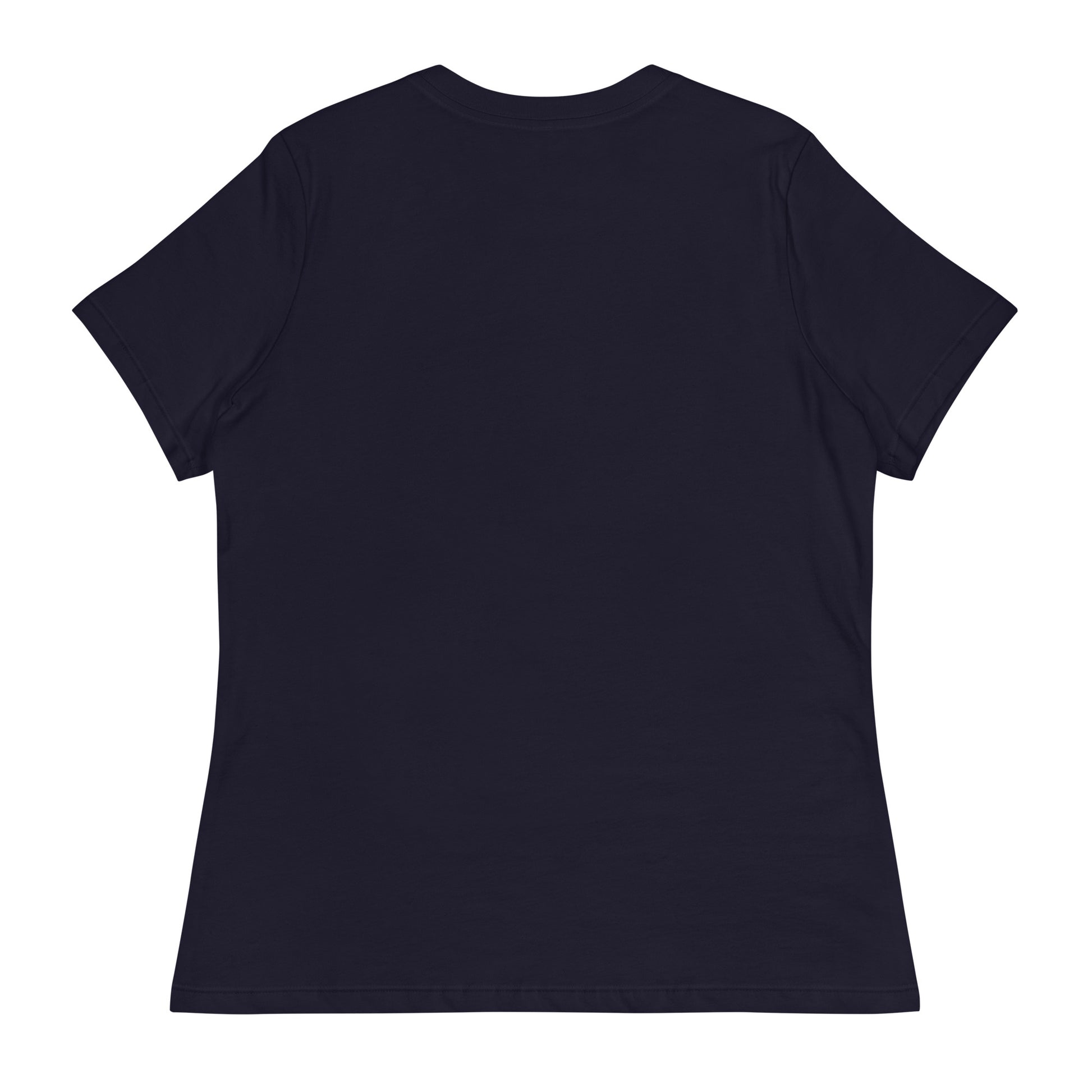 Back view of a navy Women's Relaxed T-Shirt.