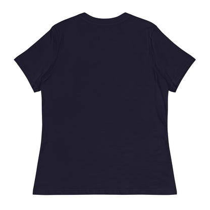 Back view of a navy Women's Relaxed T-Shirt.