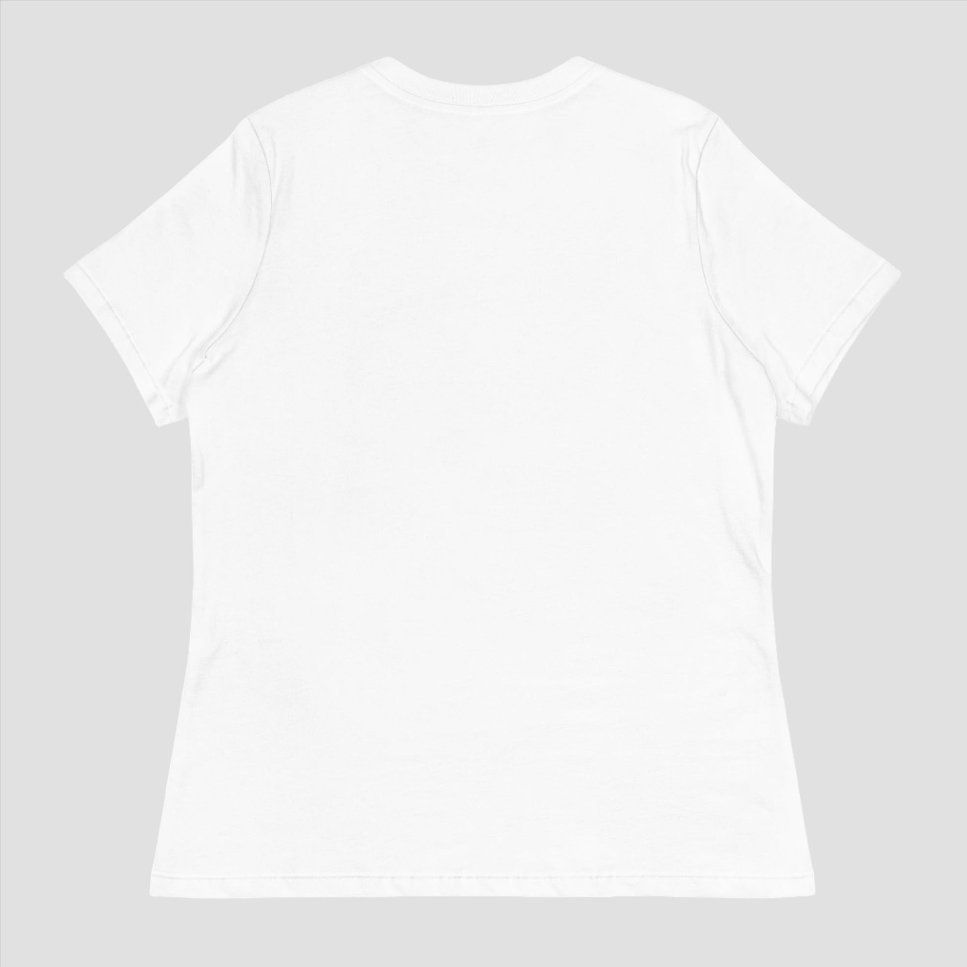 Back view of a white Women's Relaxed T-Shirt.