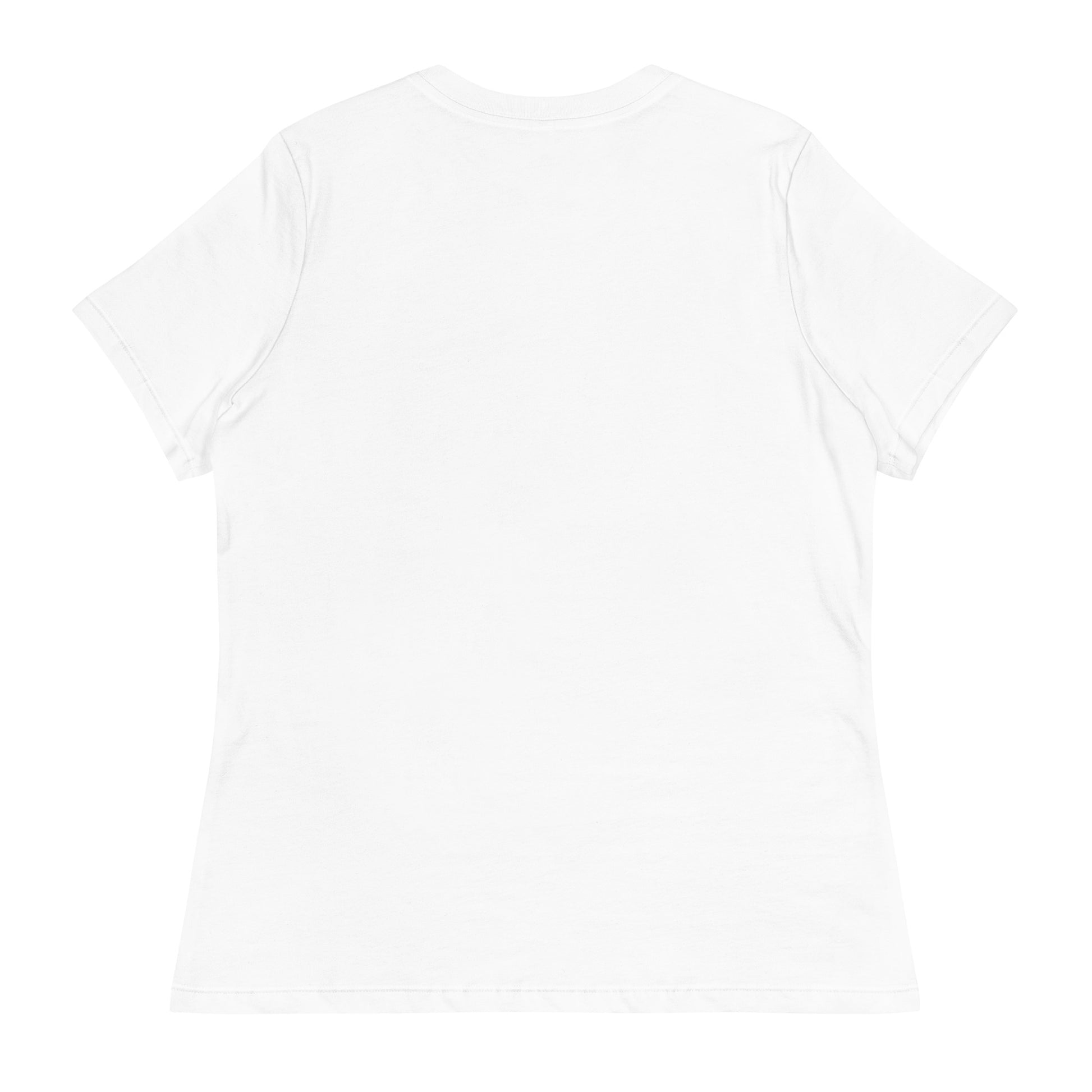 Back view of a white Women's Relaxed T-Shirt.