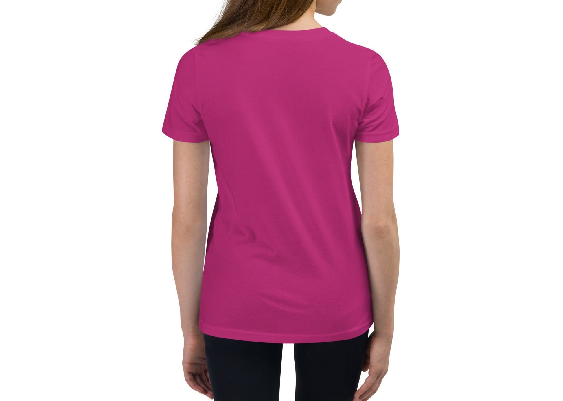 Back view of a white youth t-shirt with no design.